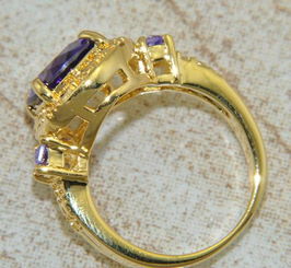 璀璨臻選 歐美時尚18K鍍金紫晶石戒指，詮釋婚禮與日常的優雅格調